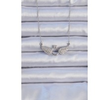 316L Çelik Zincir Gümüş Renk Kanatlı Tektaş Kolye