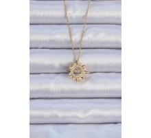 316L Çelik Zincir Altın Renk Zirkon Taşlı Parlayan Yıldız Kolye