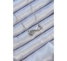 316L Çelik Zincir Gümüş Renk Zirkon Taşlı Minimal Kalp Figür Sonsuzluk Kolye