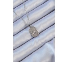 316L Çelik Zincir Gümüş Renk Zirkon Taşlı Kutup Yıldızlı Vintage Kolye