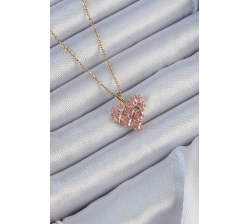 316L Çelik Zincir Altın Renk Pembe Parçalı Zirkon Taşlı Kalp Kolye 316L Çelik Zincir Altın Renk Pembe Parçalı Zirkon Taşlı Kalp Kolye