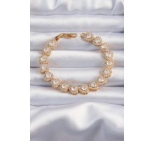 Pirinç Vip Seri Gold Renk Zirkon Taşlı Kalp Model Bileklik