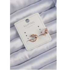 Xuping Rose Renk Zirkon Taşlı Bombeli Topçuk Earcuff Küpe