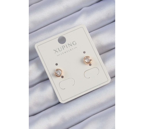 Xuping Rose Renk Zirkon Taşlı Minimal Oval Küpe Xuping Rose Renk Zirkon Taşlı Minimal Oval Küpe