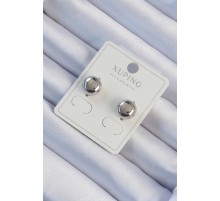 Xuping Gümüş Renk Minimal Bombeli Oval Küpe