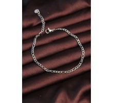 316L Çelik Gümüş Renk Kuş Gözü Erkek Zincir Bileklik