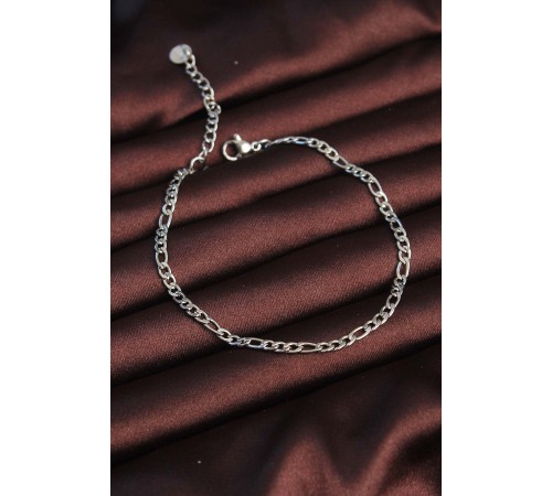 316L Çelik Gümüş Renk Kuş Gözü Erkek Zincir Bileklik