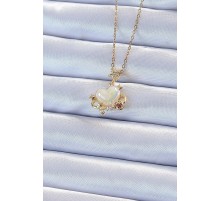 316L Çelik Zincir Altın Renk Zirkon Taşlı Gezegen Görünümlü Kalp Kolye