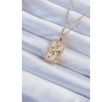 316L Çelik Zincir Altın Renk Zirkon Taşlı Boğa Figürlü Tarot Kolye