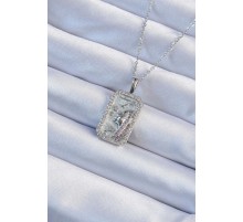 316L Çelik Zincir Gümüş Renk Zirkon Taşlı Yüz Figürlü Tarot Kolye