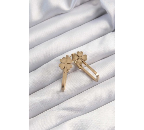 316L Çelik Altın Renk Geometrik Yonca Model Küpe 316L Çelik Altın Renk Geometrik Yonca Model Küpe