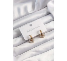 316L Çelik Altın Renk Zirkon Taşlı Halka Model Küpe