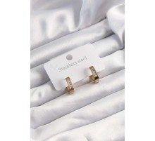 316L Çelik Altın Renk Zirkon Taşlı Halka Model Küpe