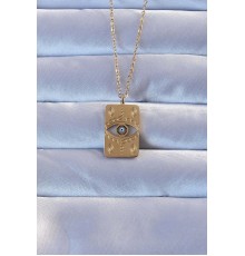 316L Altın Renk İşlemeli Nazarlı Vintage Kolye