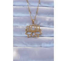 316L Altın Renk Lotus Kolye