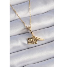 316L Çelik Gold Renk Kalp Detay Mektup Figür Charm Model Kadın Kolye