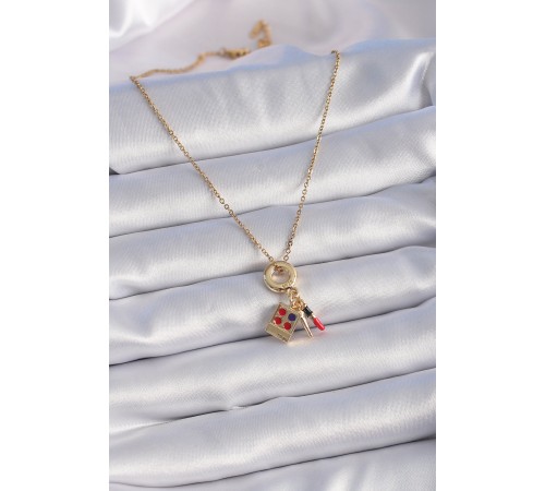 316L Çelik Gold Renk Makyaj Paleti Figür Charm Model Kadın Kolye 316L Çelik Gold Renk Makyaj Paleti Figür Charm Model Kadın Kolye