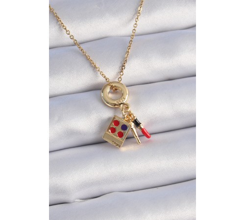 316L Çelik Gold Renk Makyaj Paleti Figür Charm Model Kadın Kolye 316L Çelik Gold Renk Makyaj Paleti Figür Charm Model Kadın Kolye
