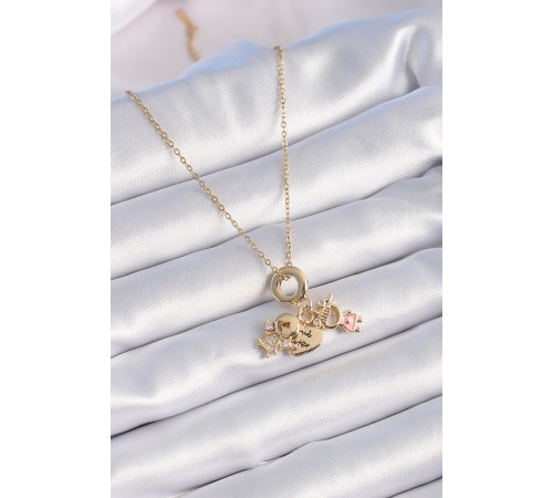 316L Çelik Gold Renk Zirkon Taş Detay Çocuk Figür Charm Model Kadın Kolye 316L Çelik Gold Renk Zirkon Taş Detay Çocuk Figür Charm Model Kadın Kolye