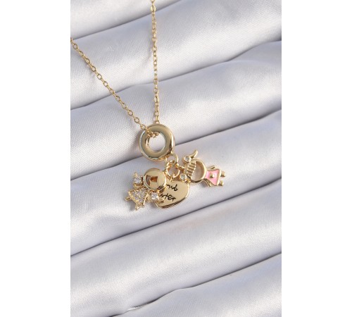 316L Çelik Gold Renk Zirkon Taş Detay Çocuk Figür Charm Model Kadın Kolye 316L Çelik Gold Renk Zirkon Taş Detay Çocuk Figür Charm Model Kadın Kolye
