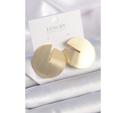 Pirinç Gold Renk Daire Plaka Model Kadın Küpe Pirinç Gold Renk Daire Plaka Model Kadın Küpe