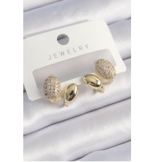 Pirinç Gold Renk Zirkon Taşlı Kadın Küpe