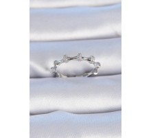 Pirinç Gümüş Renk Zirkon Taşlı Kadın Yüzük