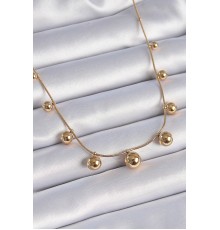 316L Çelik Gold Renk Top Model Kadın Kolye