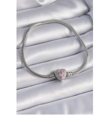 Pirinç Zirkon Taşlı Kalp Figür Charm Model Kadın Bileklik
