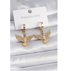 316L Çelik Gold Renk Zirkon Taşlı Anka Kuşu Model Kadın Küpe