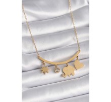 316L Çelik Gold Renk Fil Figür Zirkon Taş Detay Kadın Kolye