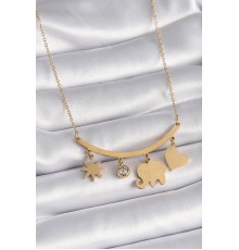 316L Çelik Gold Renk Fil Figür Zirkon Taş Detay Kadın Kolye
