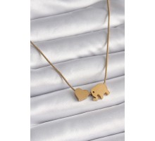 316L Çelik Gold Renk Fil Kalp Figürlü Kadın Kolye