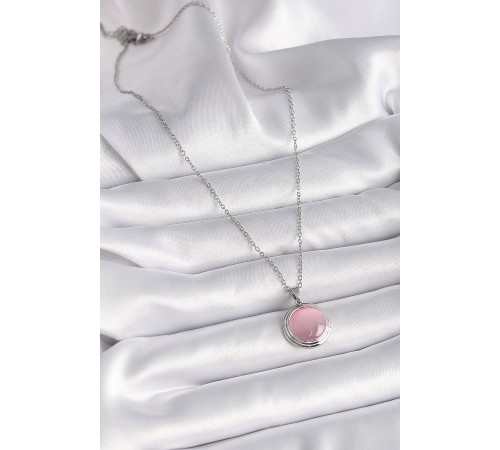 316L Çelik Gümüş Renk Daire Pembe Sedefli Model Kadın Kolye 316L Çelik Gümüş Renk Daire Pembe Sedefli Model Kadın Kolye
