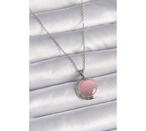 316L Çelik Gümüş Renk Daire Pembe Sedefli Model Kadın Kolye 316L Çelik Gümüş Renk Daire Pembe Sedefli Model Kadın Kolye