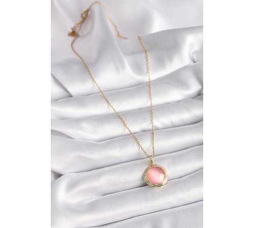 316L Çelik Gold Renk Pembe Sedefli Daire Model Kadın Kolye 316L Çelik Gold Renk Pembe Sedefli Daire Model Kadın Kolye