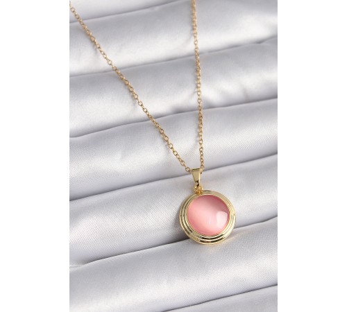 316L Çelik Gold Renk Pembe Sedefli Daire Model Kadın Kolye 316L Çelik Gold Renk Pembe Sedefli Daire Model Kadın Kolye