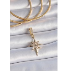 Pirinç Gold Renk Zirkon Taşlı Kutup Yıldızı Model Ajda Charm