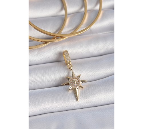 Pirinç Gold Renk Zirkon Taşlı Kutup Yıldızı Model Ajda Charm Pirinç Gold Renk Zirkon Taşlı Kutup Yıldızı Model Ajda Charm
