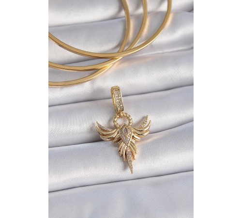Pirinç Gold Renk Zirkon Taşlı Anka Kuşu Model Ajda Charm Pirinç Gold Renk Zirkon Taşlı Anka Kuşu Model Ajda Charm