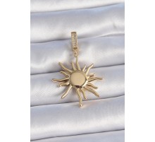 Pirinç Gold Renk Zirkon Taş Detaylı Güneş Model Ajda Charm