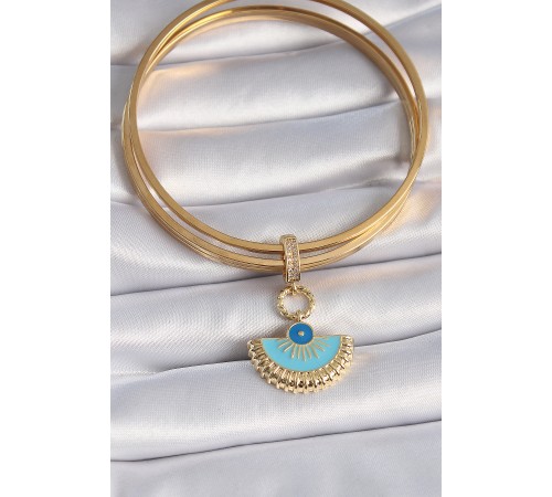 Pirinç Gold Renk Nazar Boncuklu Ajda Charm Pirinç Gold Renk Nazar Boncuklu Ajda Charm