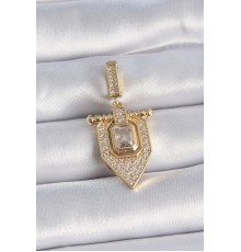 Pirinç Gold Renk Baget Zirkon Taşlı Ajda Charm