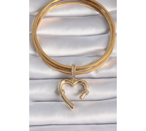 Pirinç Gold Renk Zirkon Taş Detaylı Kalp Figür Ajda Charm Pirinç Gold Renk Zirkon Taş Detaylı Kalp Figür Ajda Charm