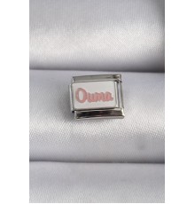 316L Çelik Gümüş Renk Beyaz Pembe Ouma İşlemeli Nomination Charm