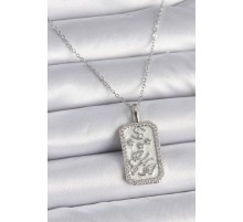 316L Çelik Gümüş Renk Zincir Yengeç Burcu Zirkon Taşlı Kadın Kolye