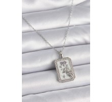 316L Çelik Gümüş Renk Zincir Koç Burcu Zirkon Taşlı Kadın Kolye