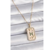 316L Çelik Gold Renk Zincir Balık Burcu Zirkon Taşlı Kadın Kolye