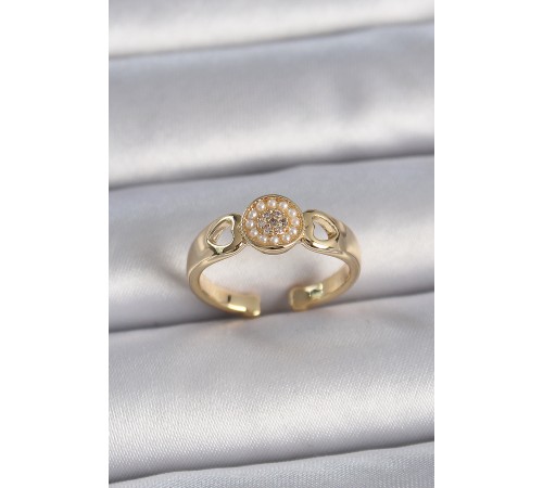 Pirinç Gold Renk Zirkon Taşlı İncili Kalp İşleme Detay Ayarlanabilir Kadın Yüzük Pirinç Gold Renk Zirkon Taşlı İncili Kalp İşleme Detay Ayarlanabilir Kadın Yüzük