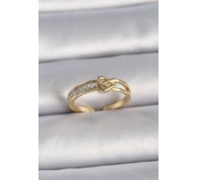 Pirinç Gold Renk Ayarlanabilir Zirkon Taşlı Düğüm Kalp Model Kadın Yüzük